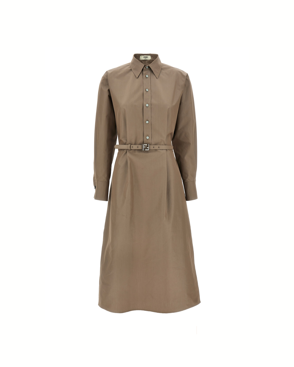 Fendi Silk Blend Shirt Midi Dress with FF Belt