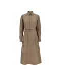 Fendi Silk Blend Shirt Midi Dress with FF Belt