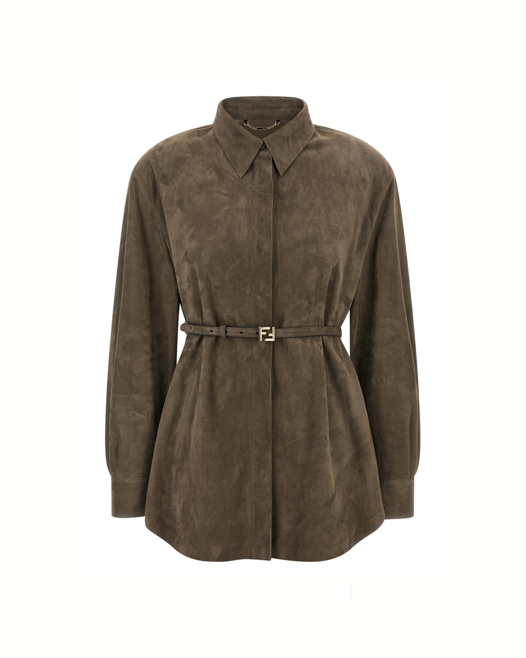 Fendi Suede Belted Leather Shirt