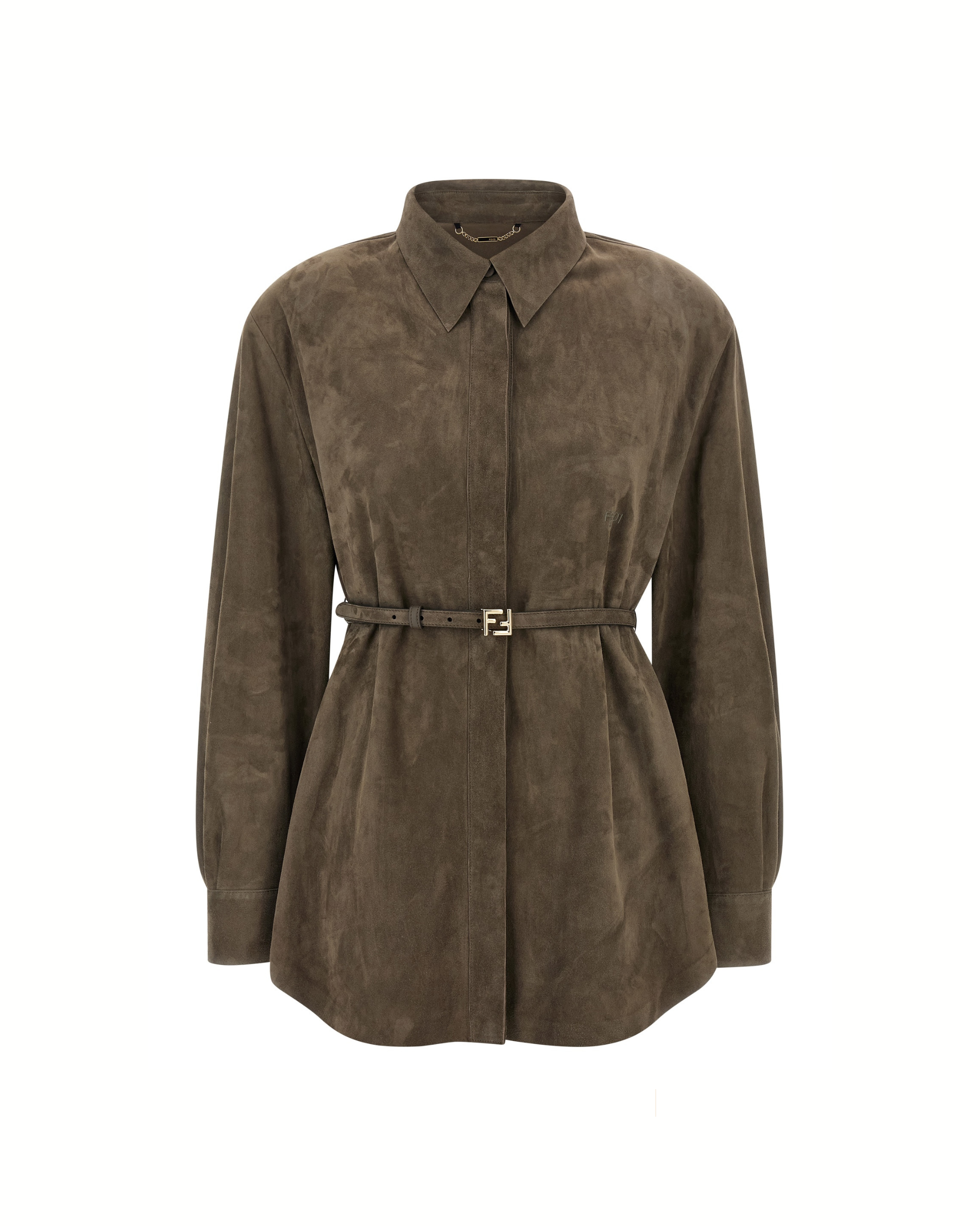Fendi Suede Belted Leather Shirt