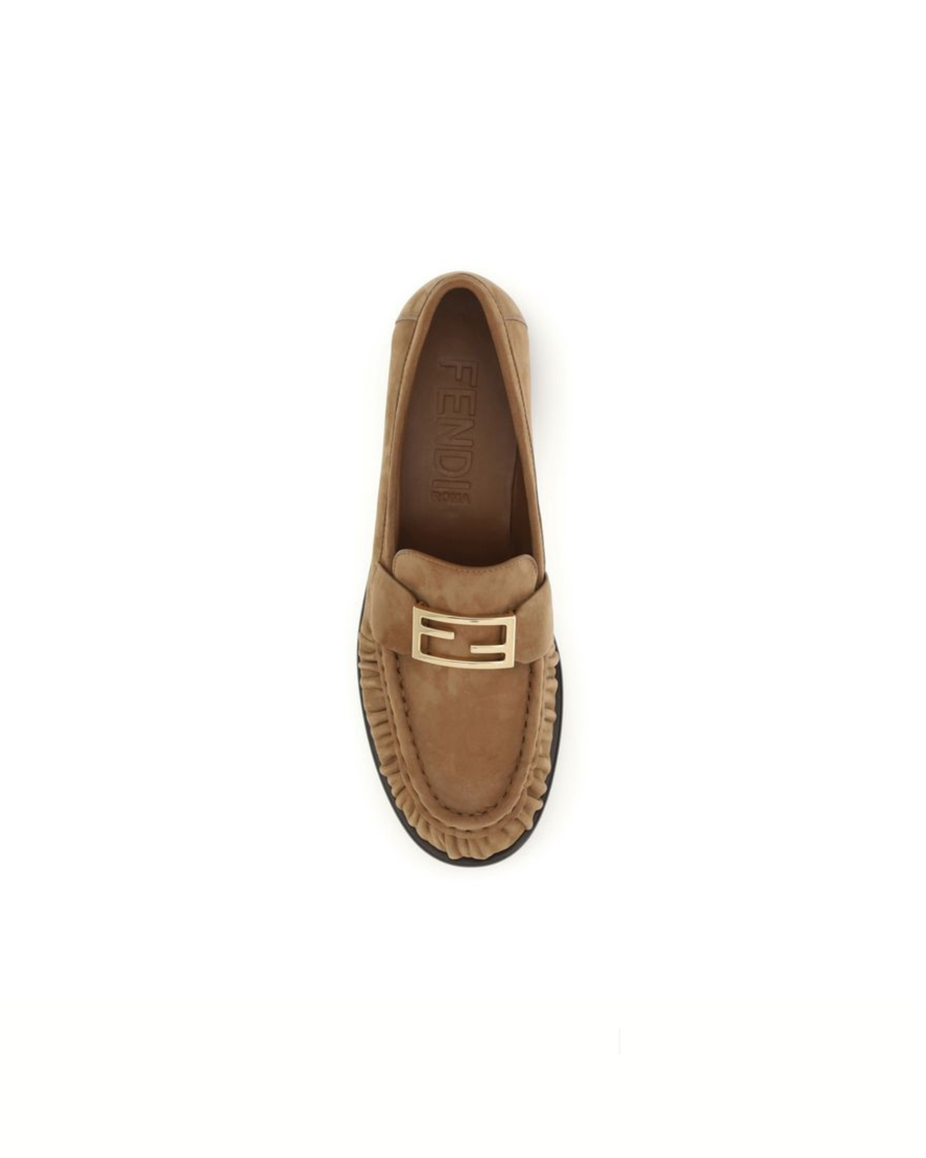 Fendi Suede FF Loafers in Suede Marrone Camel