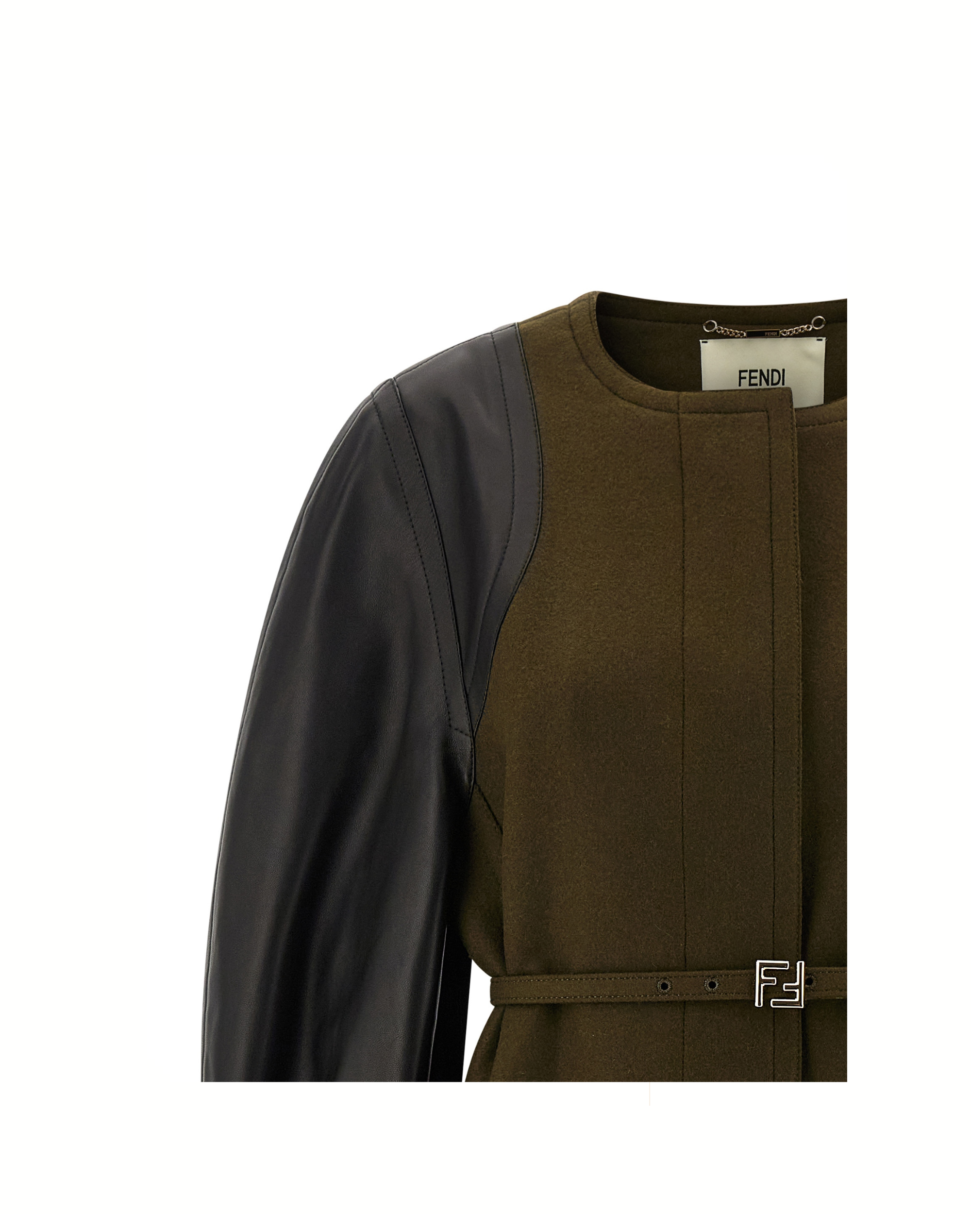 Fendi Wool Felt & Leather Coat