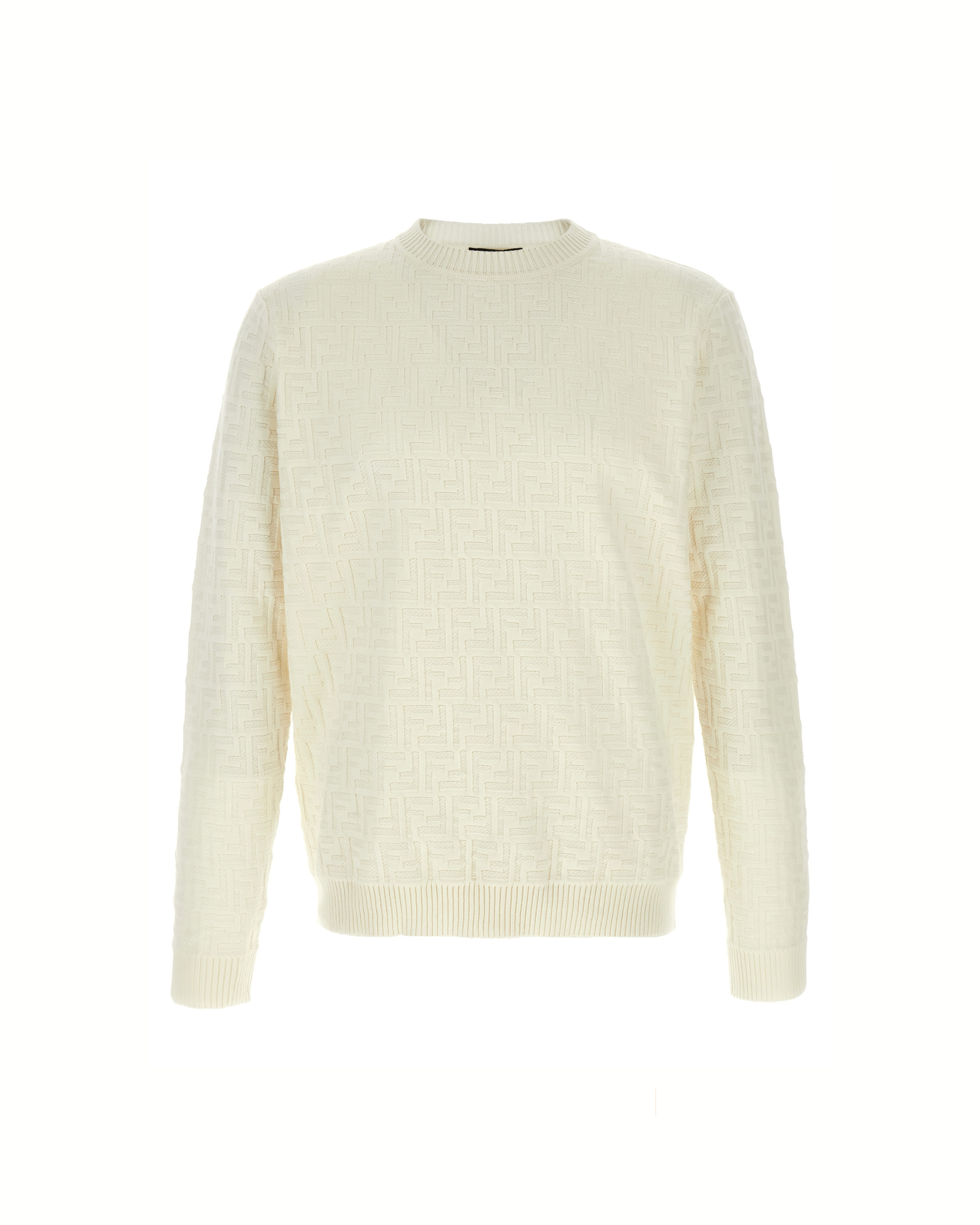 Fendi Zucca FF Jacquard Sweater White