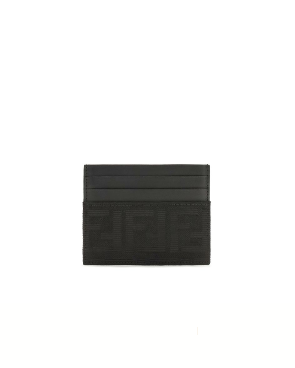 Fendi FF Jacquard and Leather Card Holder Black
