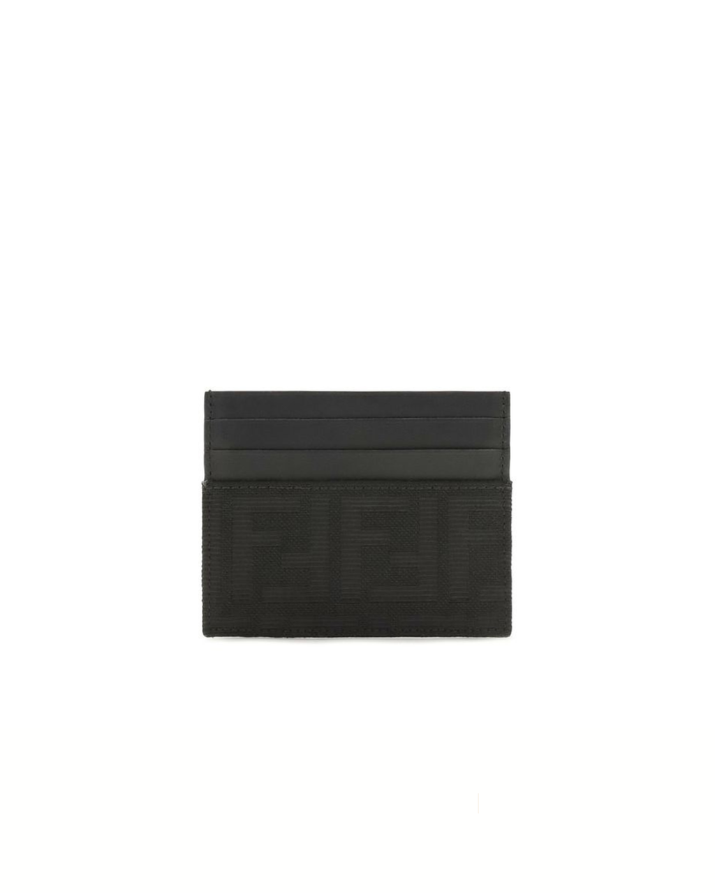 Fendi FF Jacquard and Leather Card Holder Black