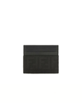 Fendi FF Jacquard and Leather Card Holder Black