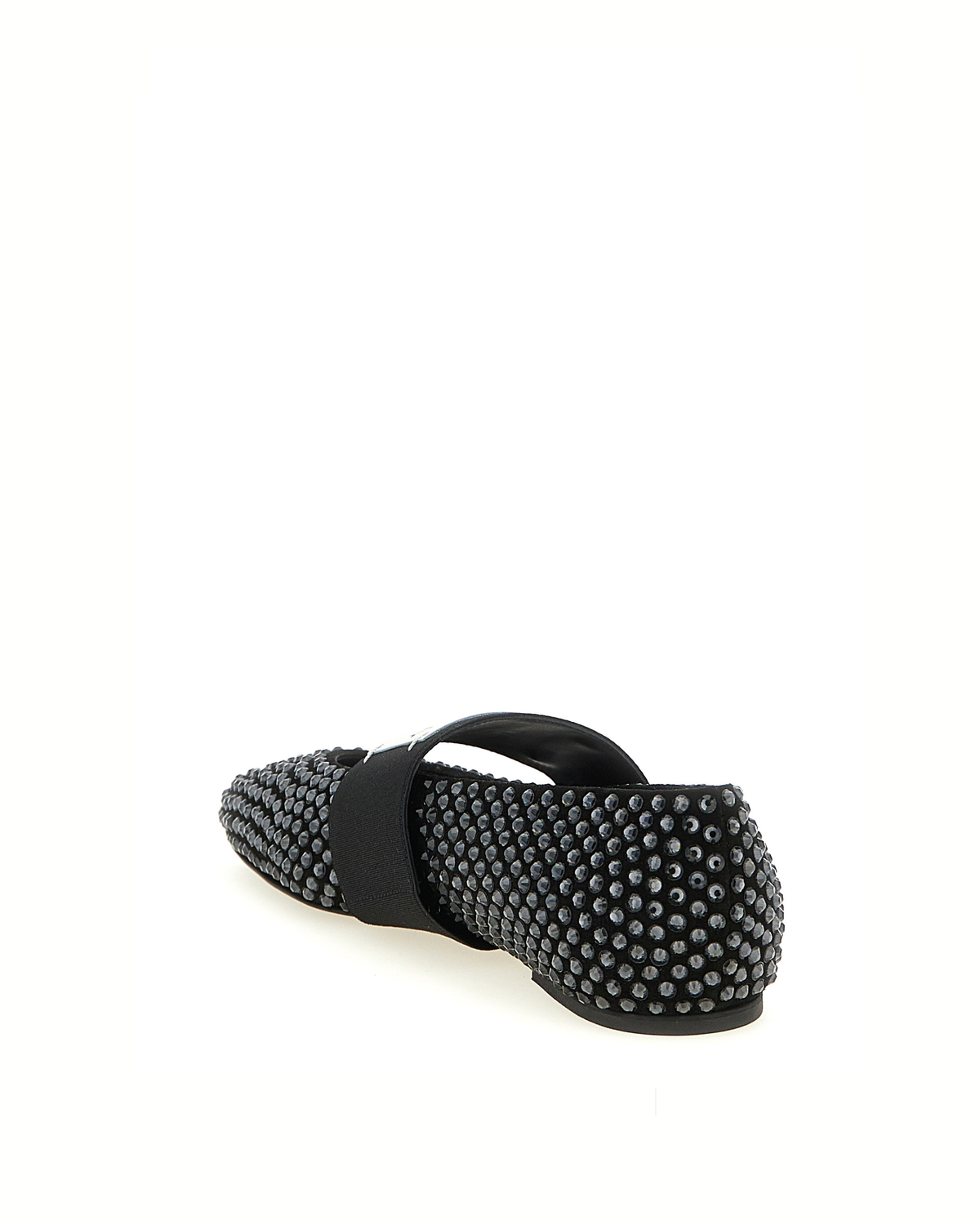 Givenchy – Ballerine Donna Nere in Pelle con Cristalli e Logo Givenchy Paris