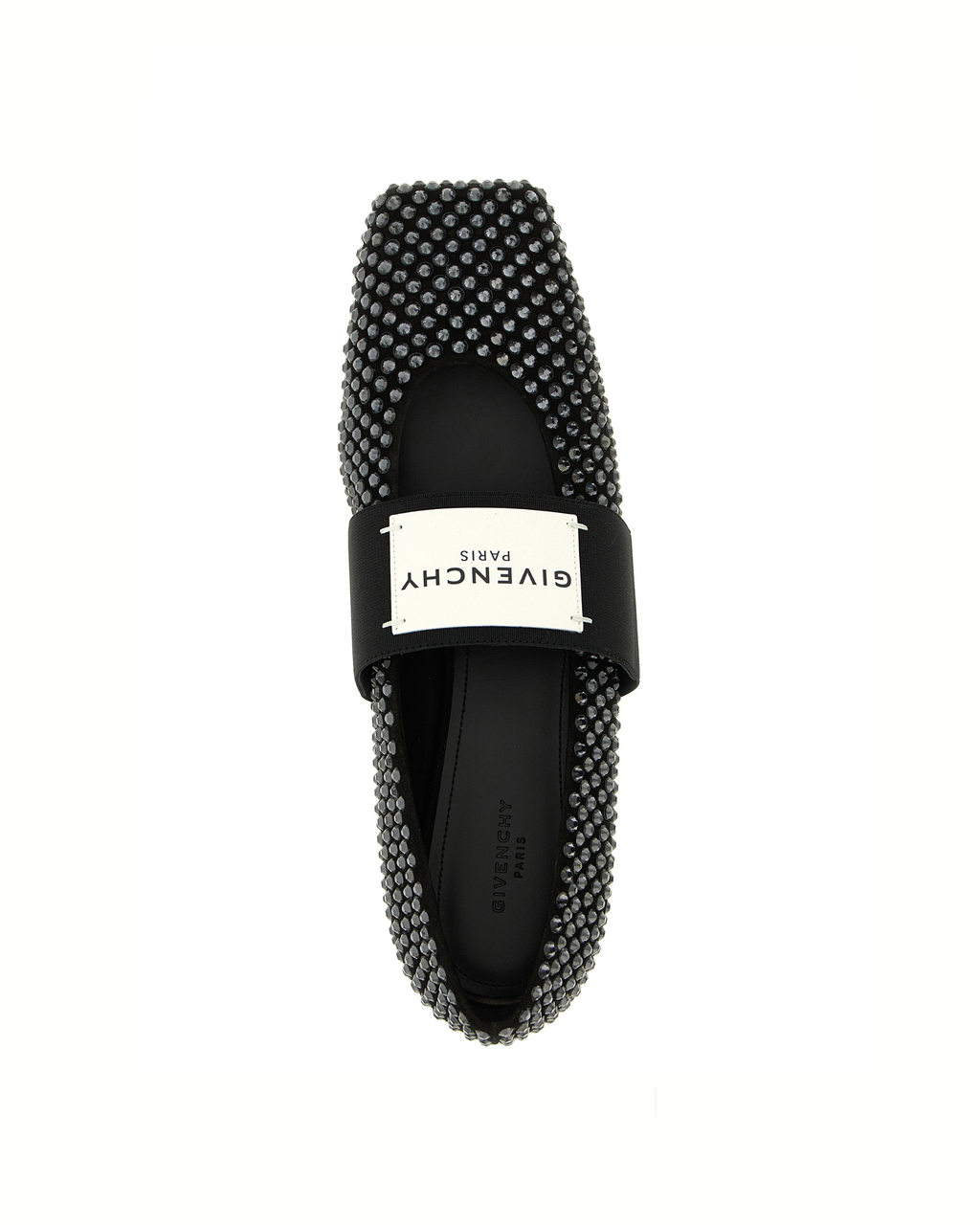 Givenchy – Ballerine Donna Nere in Pelle con Cristalli e Logo Givenchy Paris