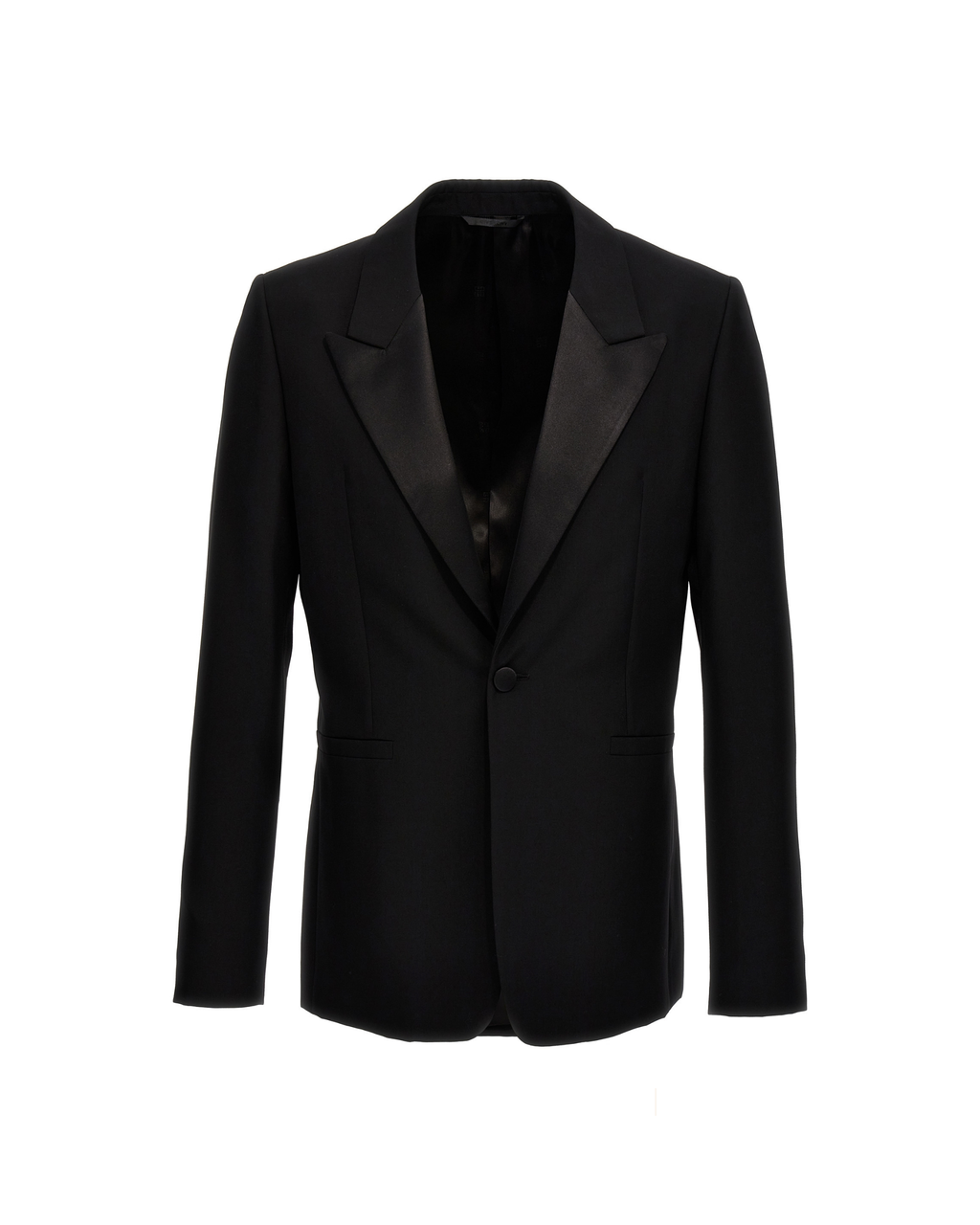 Givenchy – Black Wool Blazer with Satin Peak Lapels
