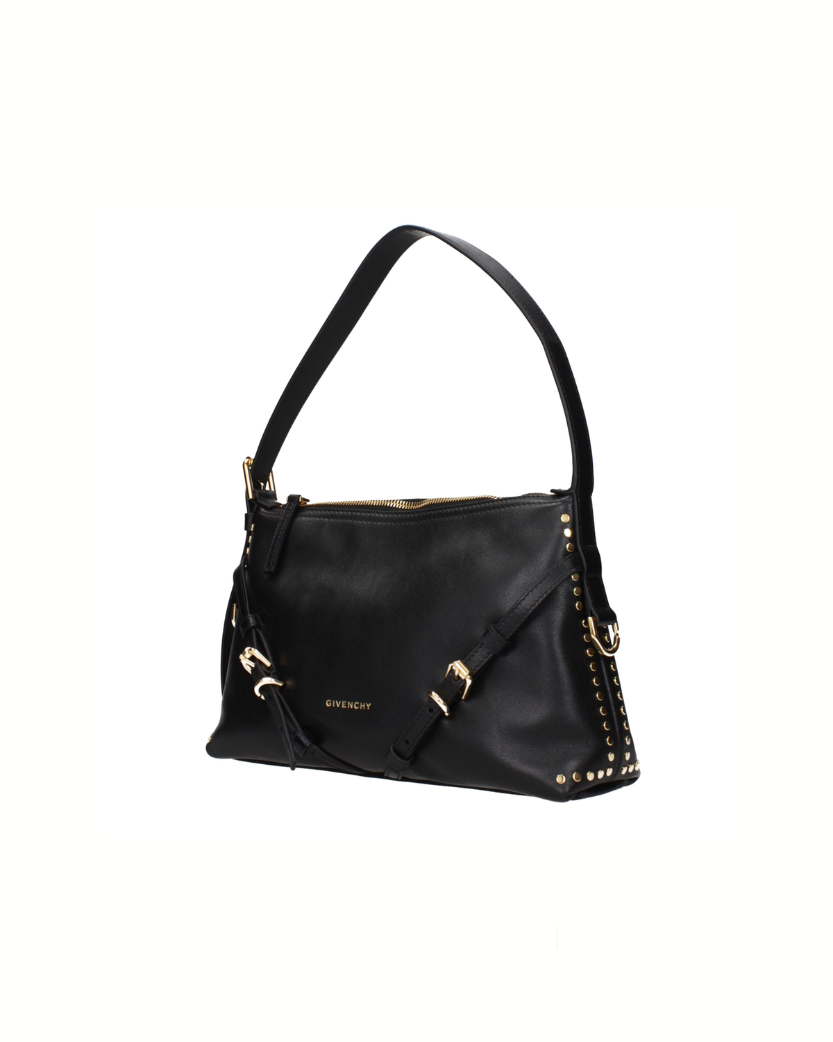 Givenchy – Borsa a Spalla Donna in Pelle Nera con Borchie e Fibbie Dorate