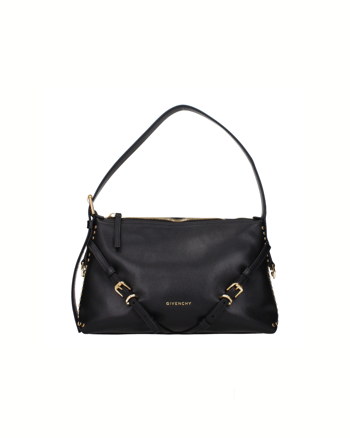 Givenchy – Borsa a Spalla Donna in Pelle Nera con Borchie e Fibbie Dorate