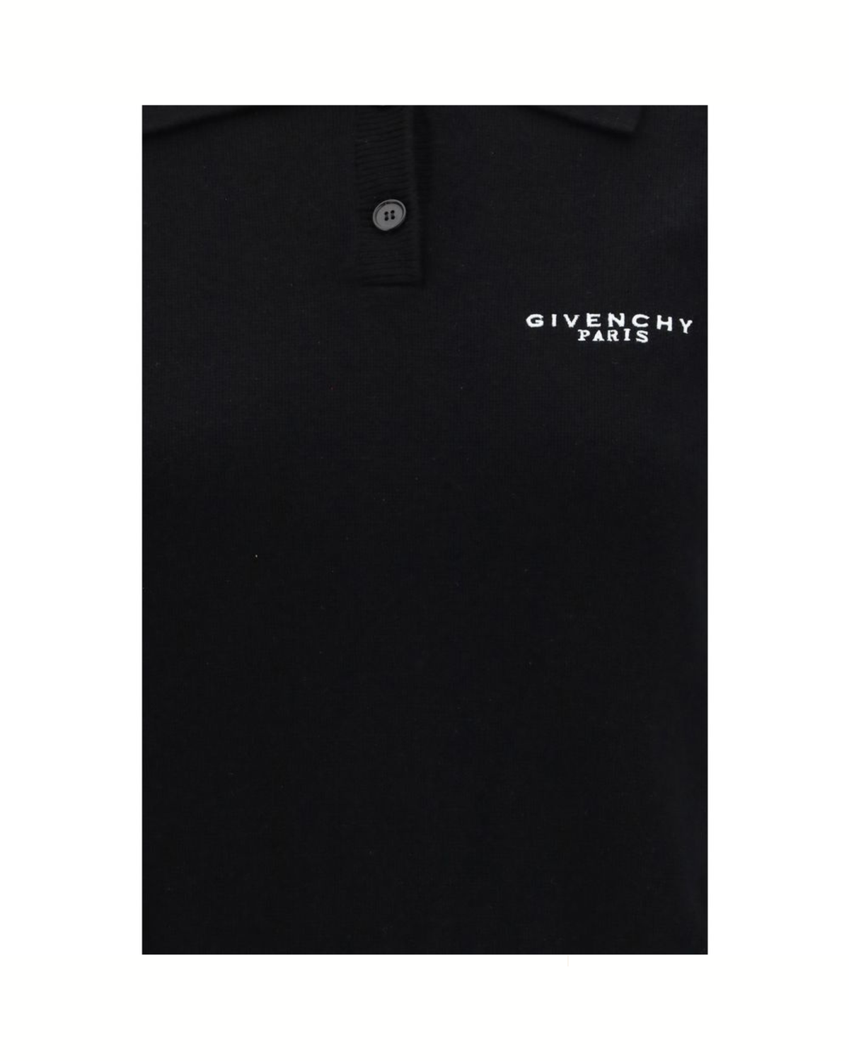 Givenchy – Maglia Polo Donna in Lana e Cashmere Nera con Logo Paris