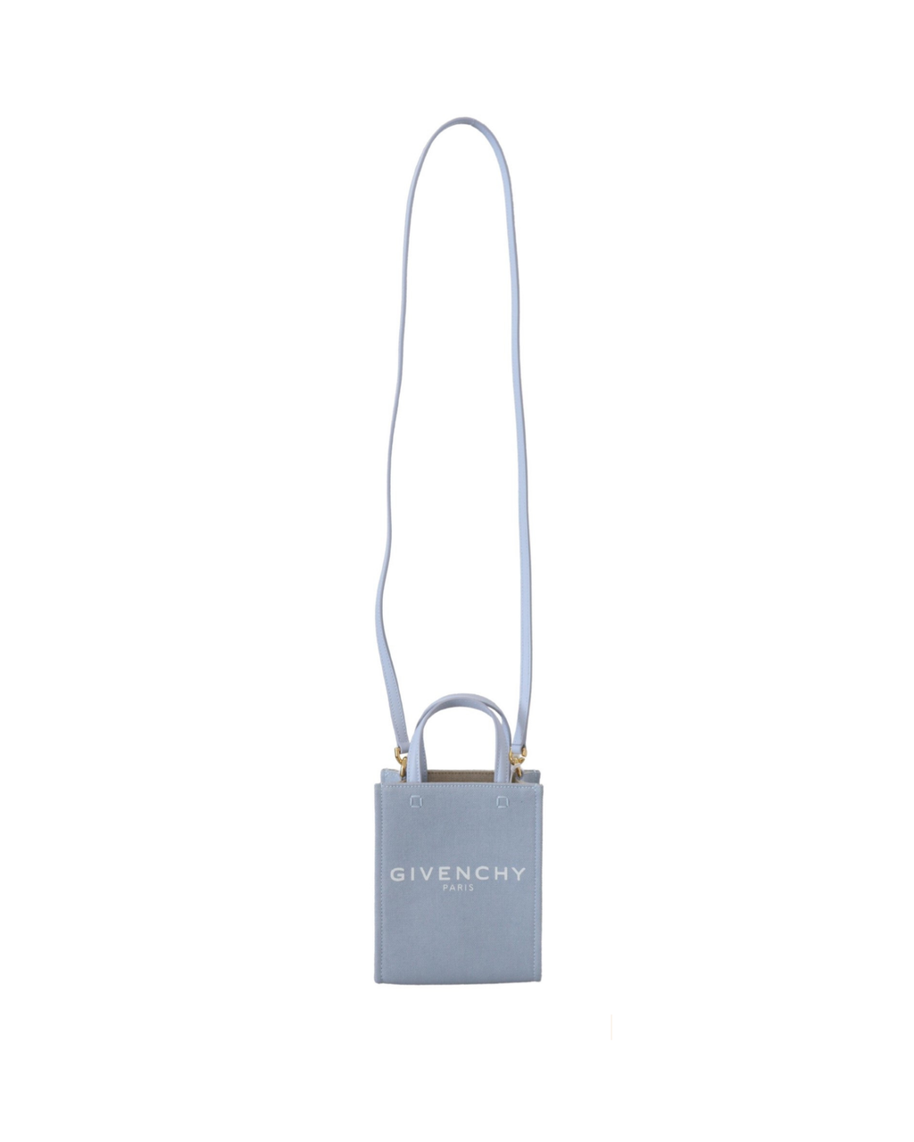Givenchy – Mini Borsa Azzurro Cloud Blue in Cotone con Logo Givenchy Paris