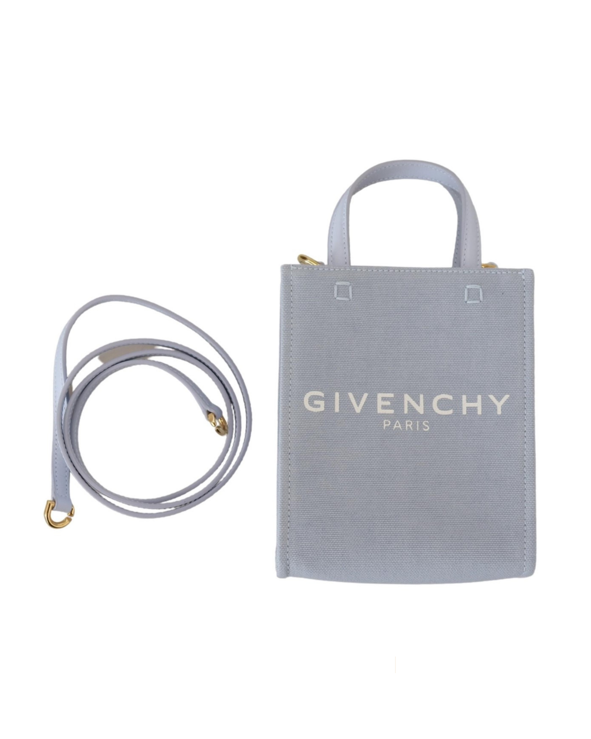 Givenchy – Mini Borsa Azzurro Cloud Blue in Cotone con Logo Givenchy Paris