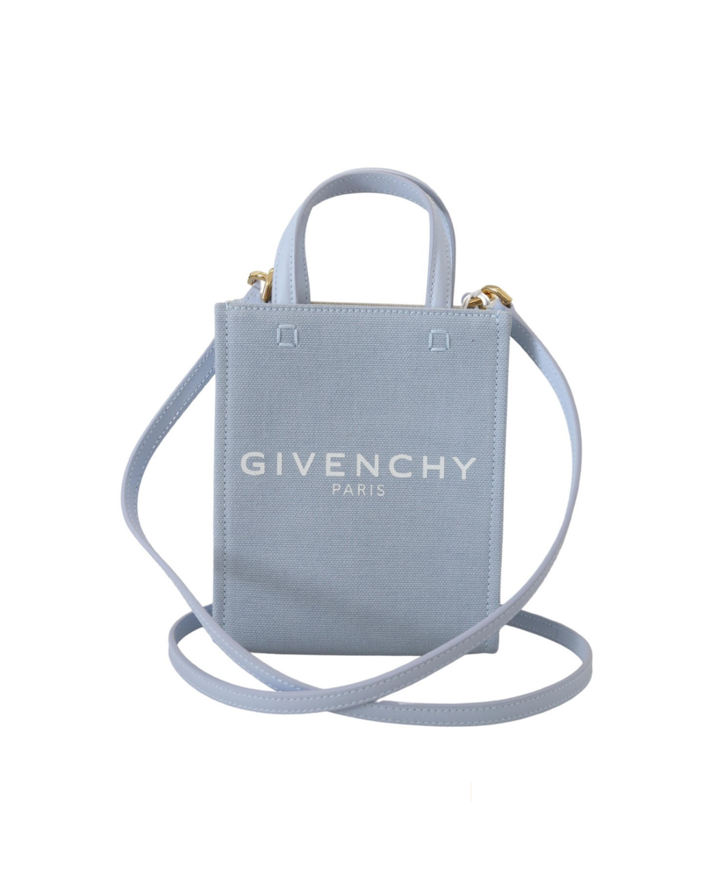 Givenchy – Mini Borsa Azzurro Cloud Blue in Cotone con Logo Givenchy Paris
