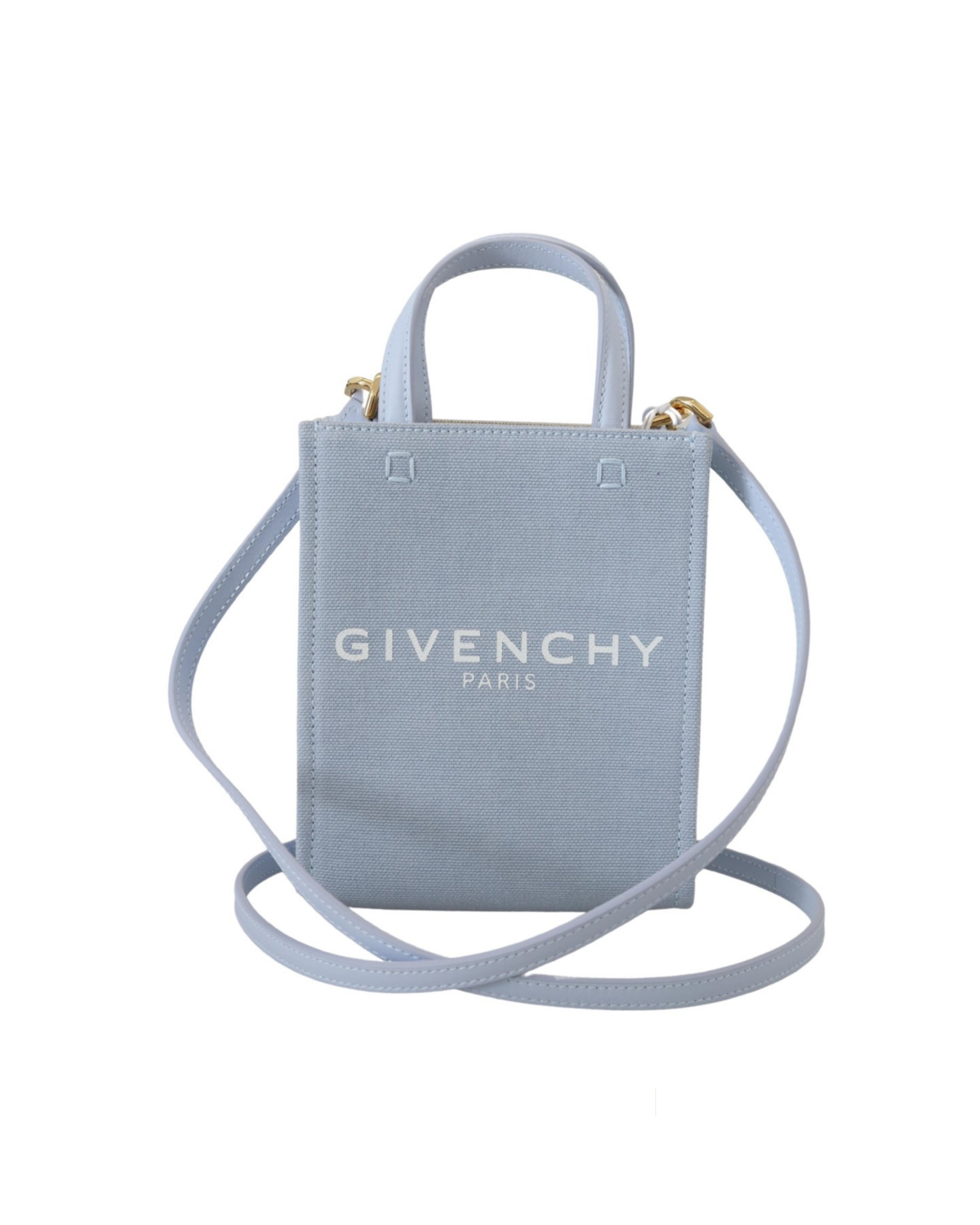 Givenchy – Mini Borsa Azzurro Cloud Blue in Cotone con Logo Givenchy Paris