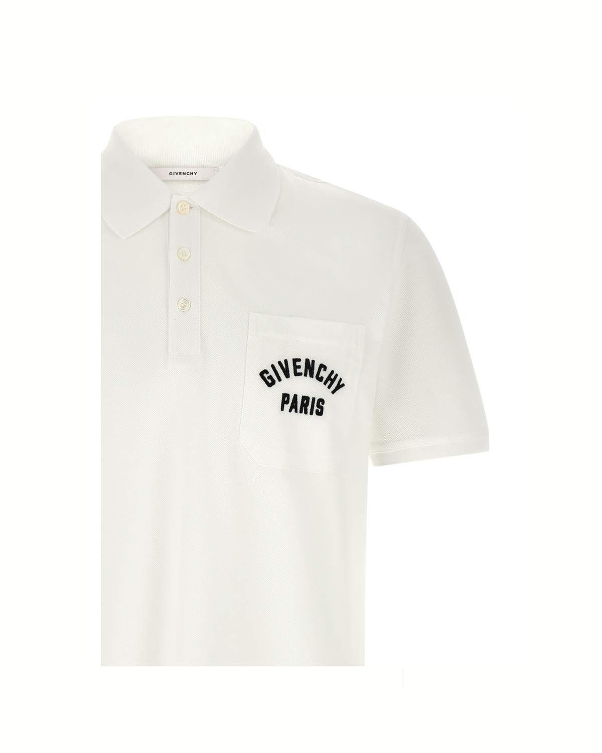 Givenchy – Polo Uomo in Piqué di Cotone Bianco con Logo Paris