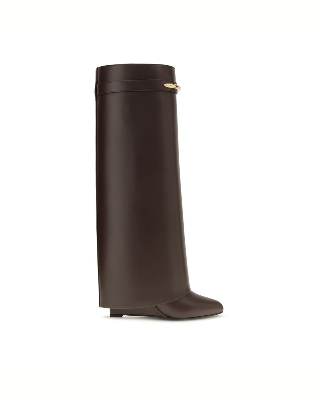 Givenchy – Stivali Shark Donna in Pelle di Vitello Marrone con Dettagli Dorati