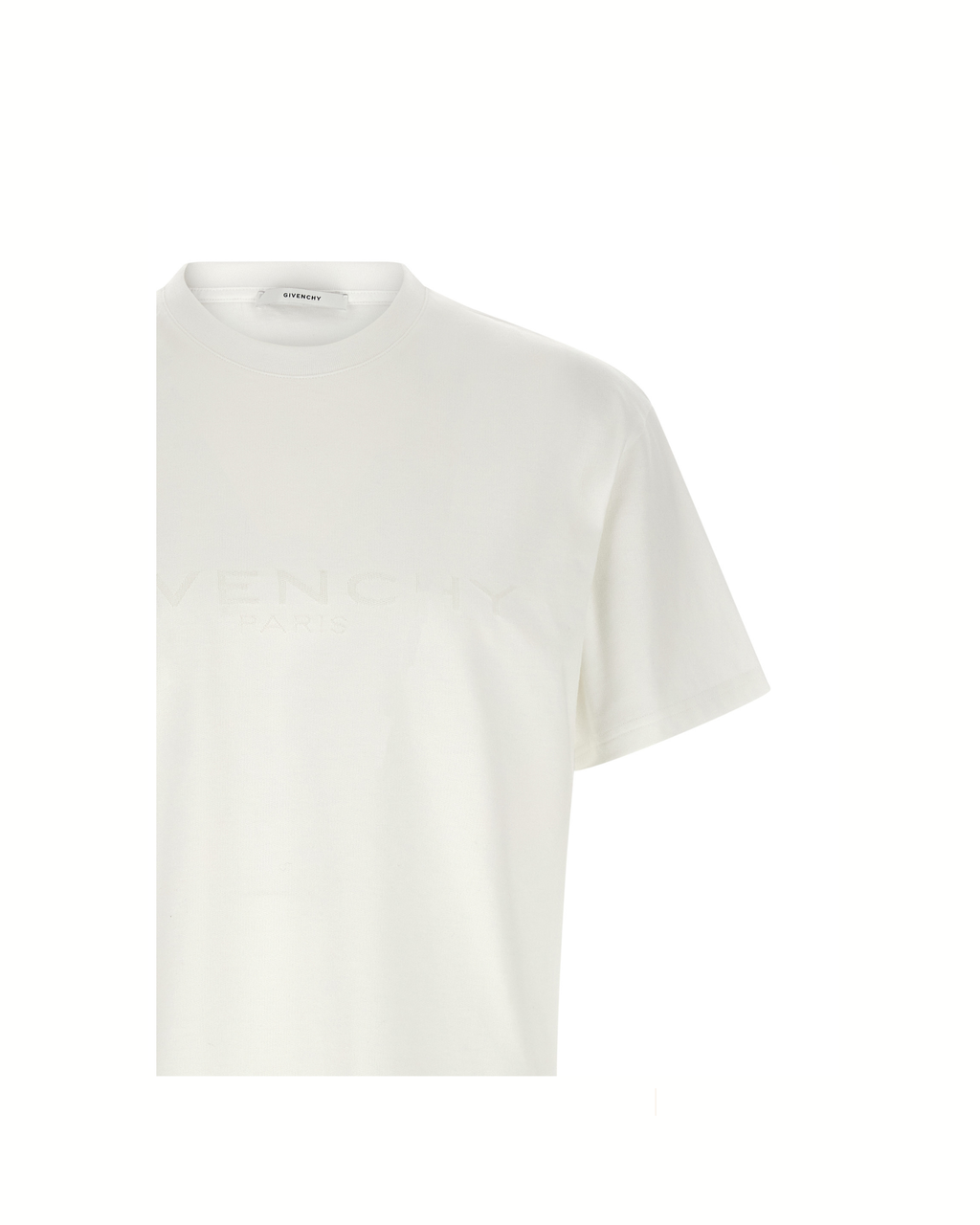 Givenchy – White Cotton and Silk T-Shirt with Jacquard Logo