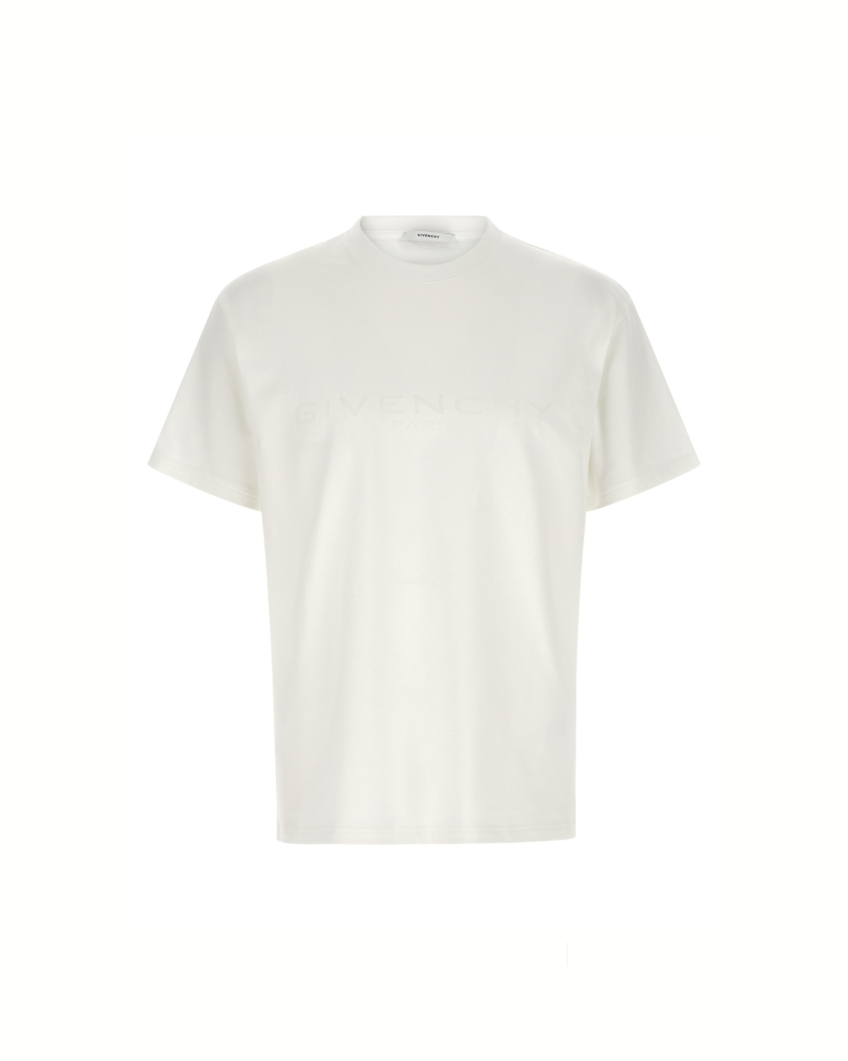 Givenchy – White Cotton and Silk T-Shirt with Jacquard Logo