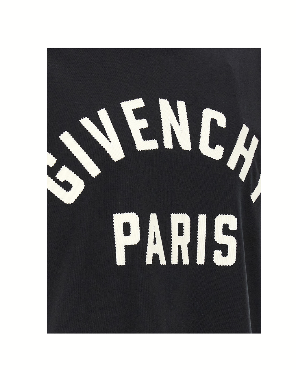 Givenchy – T-Shirt Uomo Nera in Cotone con Maxi Logo Givenchy Paris Bianco