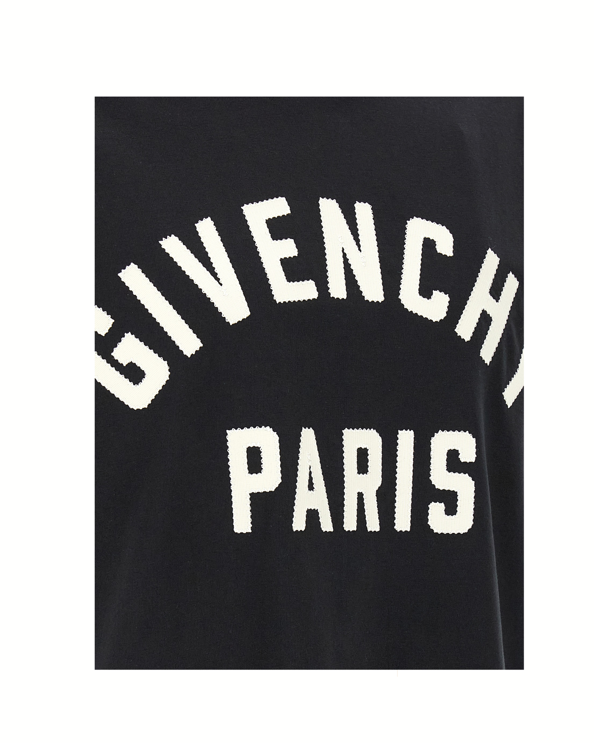 Givenchy – T-Shirt Uomo Nera in Cotone con Maxi Logo Givenchy Paris Bianco