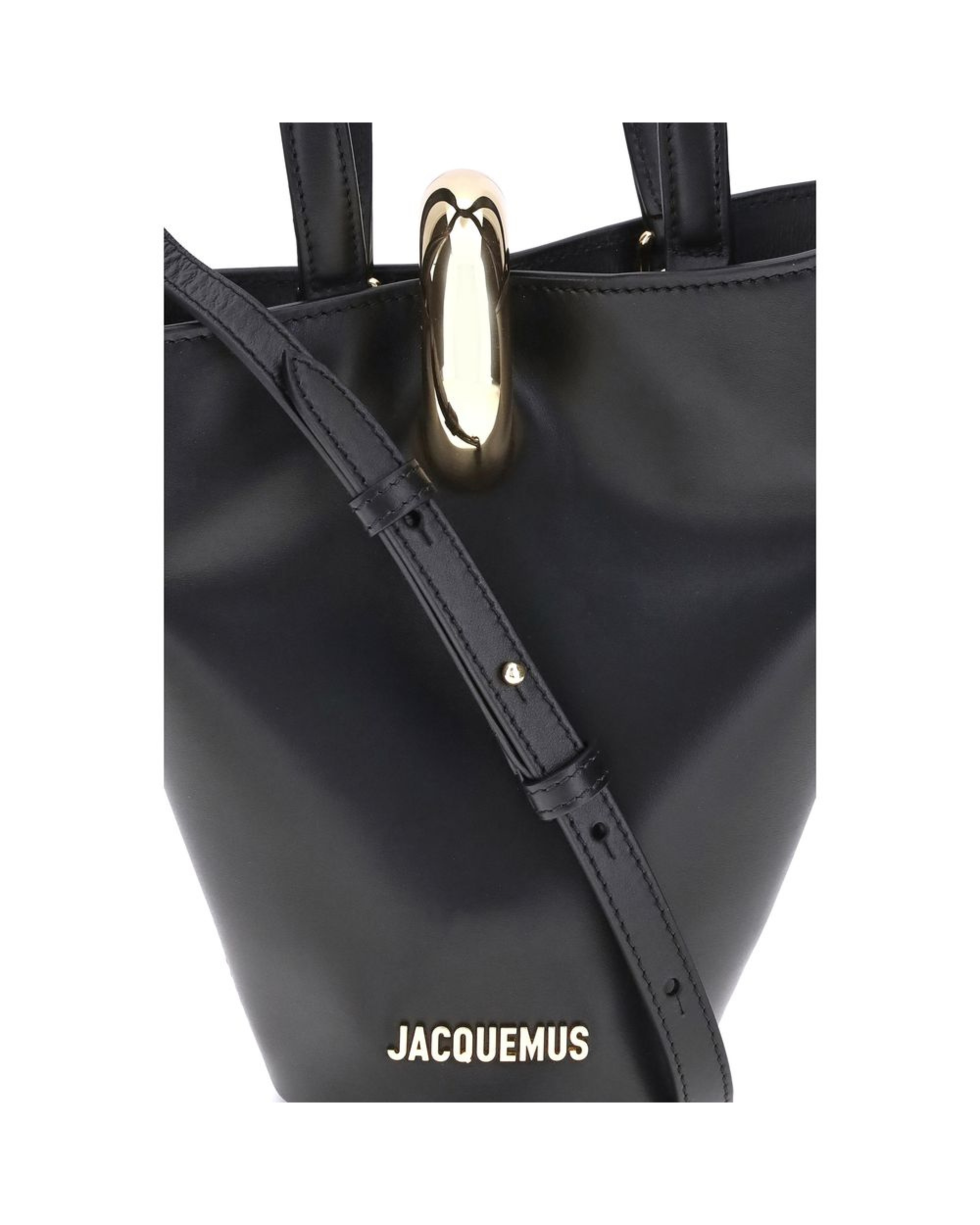 Jacquemus La Bambola Small Bucket Bag in Pelle Nera