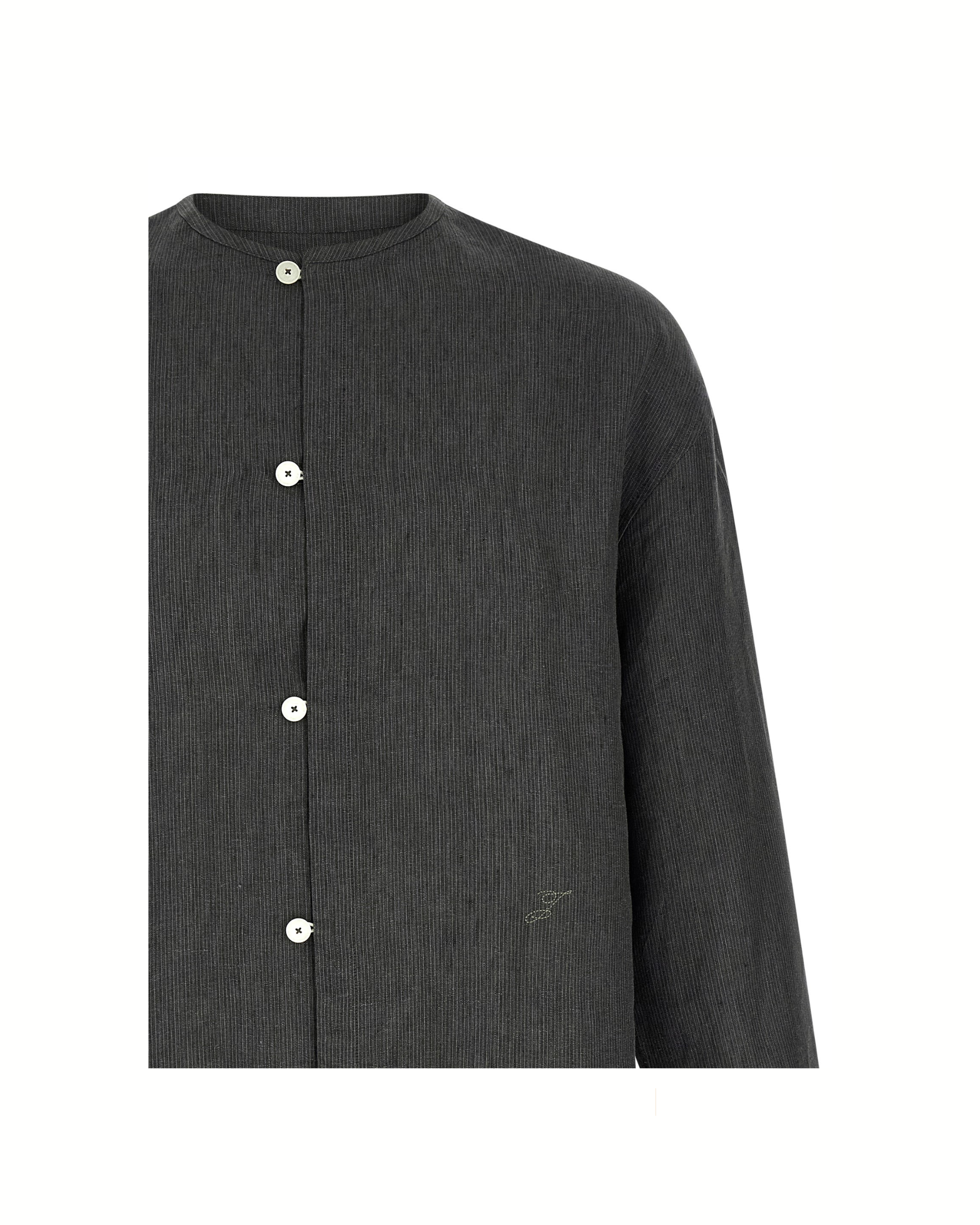 Jacquemus La Chemise Pastro – Camicia in Lino Grigio a Micro Righe