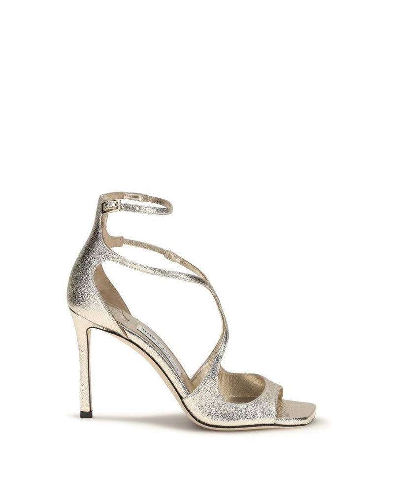 Jimmy Choo – Azia Sandali in Pelle Laminata Platino