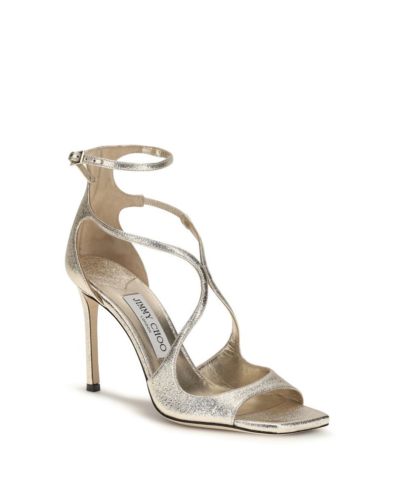 Jimmy Choo – Azia Sandali in Pelle Laminata Platino