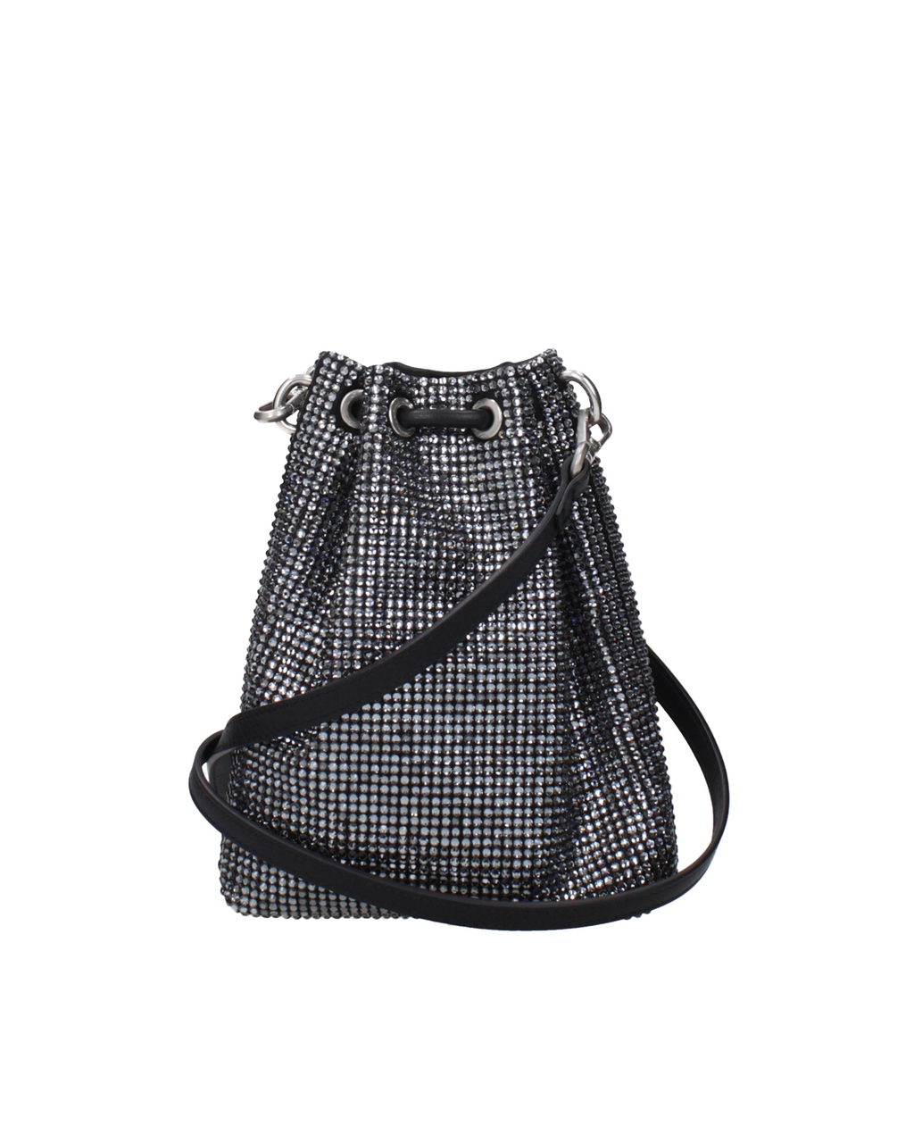 Jimmy Choo – Bon Bon Crystal Bucket Bag Black Antique Silver