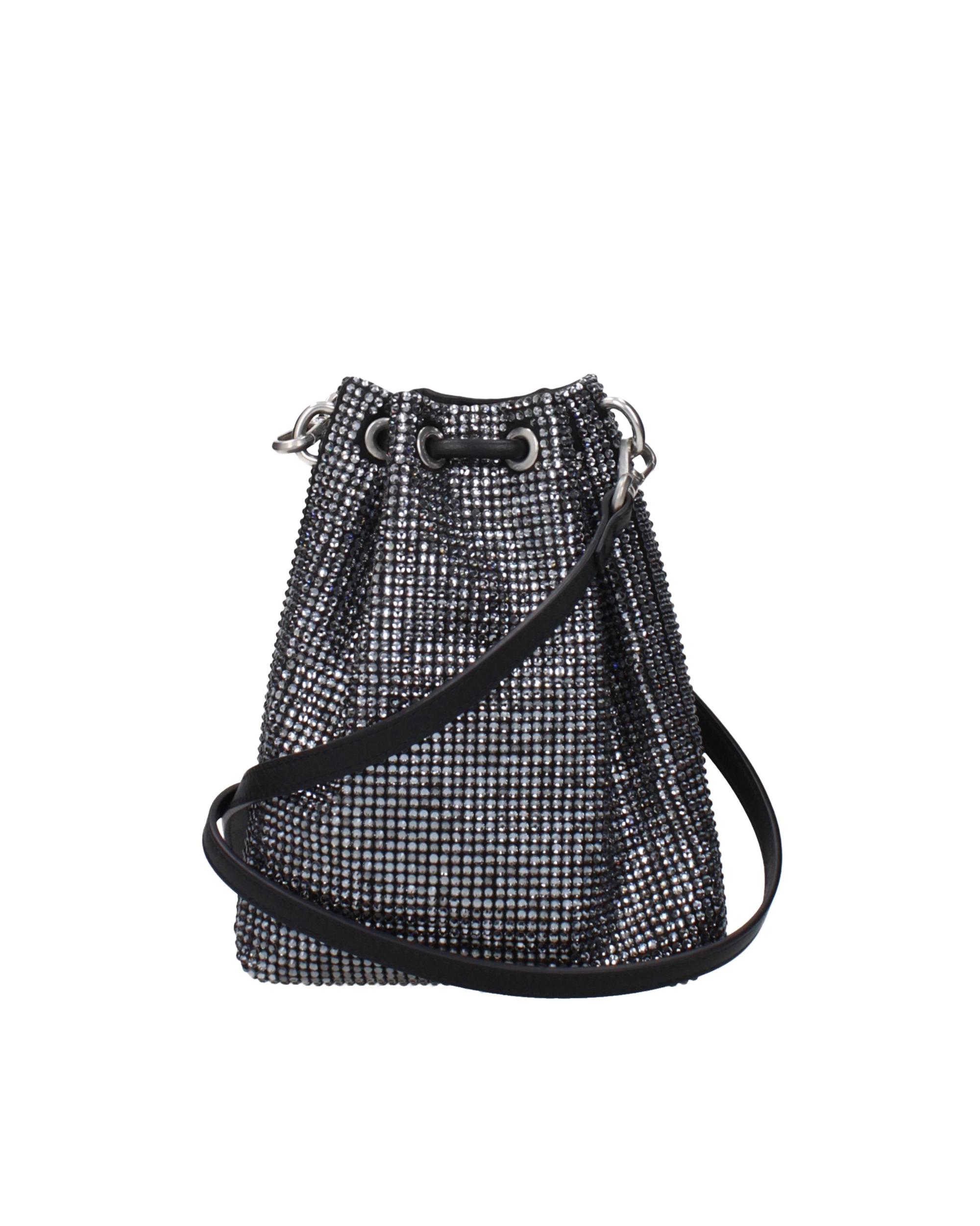 Jimmy Choo – Bon Bon Crystal Bucket Bag Black Antique Silver
