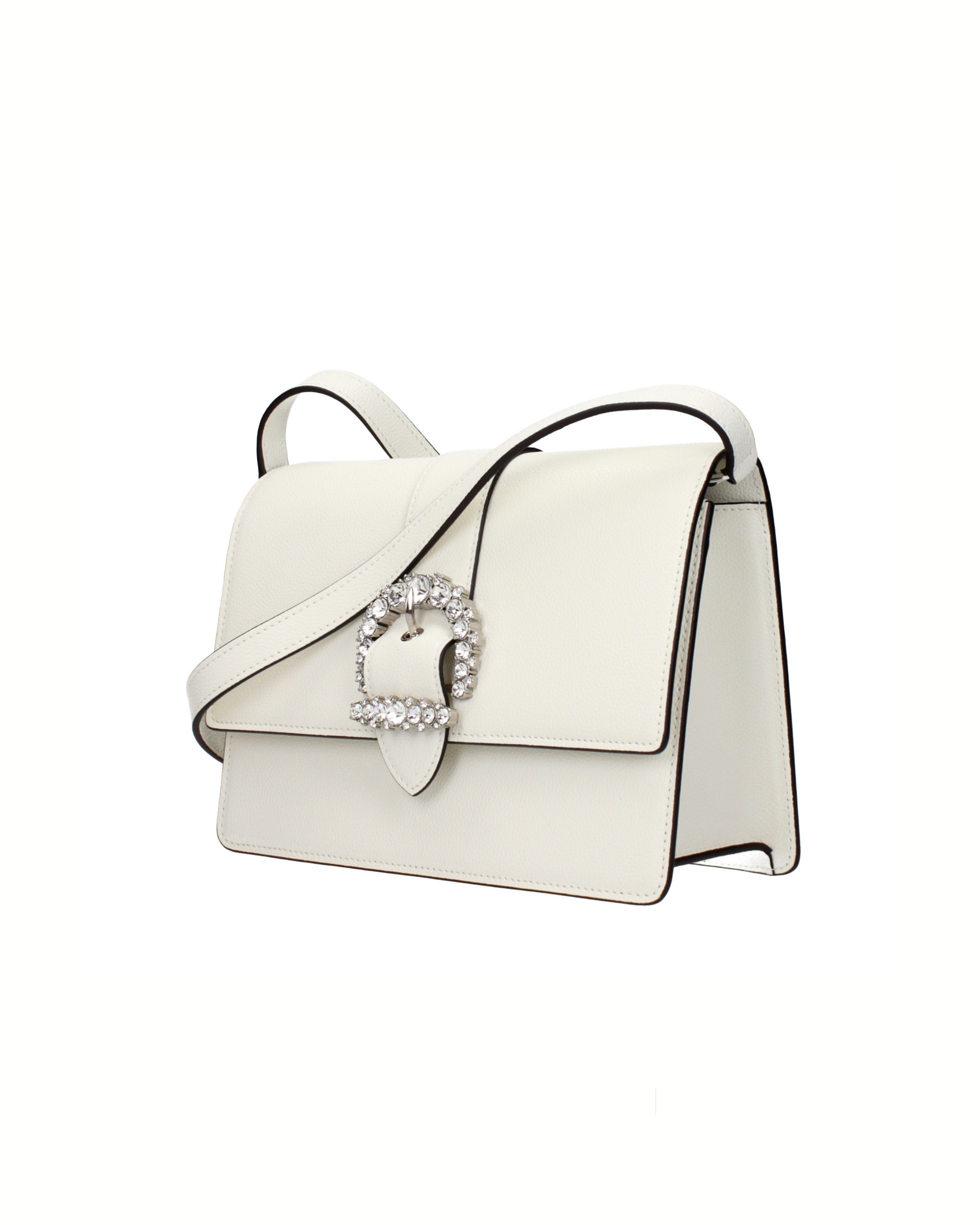 Jimmy Choo Cheri Crossbody Bag in Pelle Bianca con Fibbia Crystal