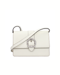 Jimmy Choo Cheri Crossbody Bag in Pelle Bianca con Fibbia Crystal