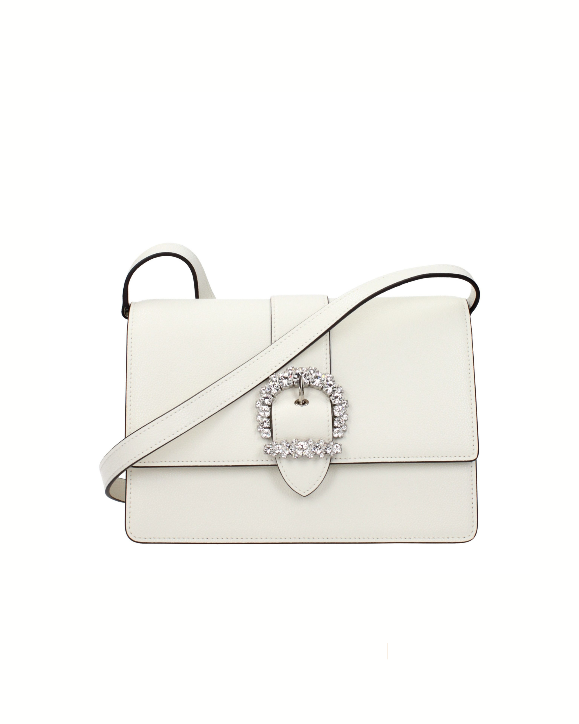 Jimmy Choo Cheri Crossbody Bag in Pelle Bianca con Fibbia Crystal