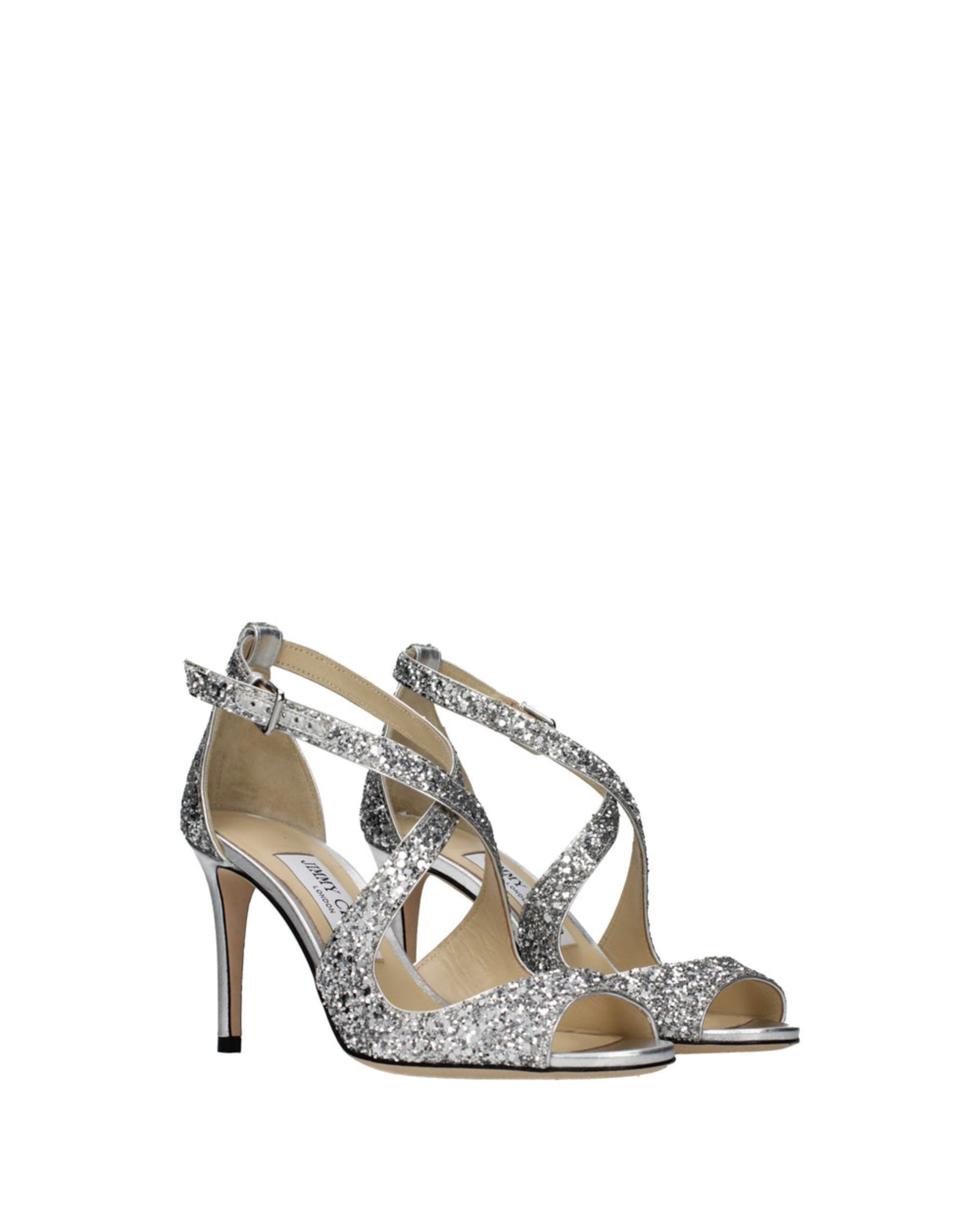 Jimmy Choo – Emily 85 Sandali Glitter Silver