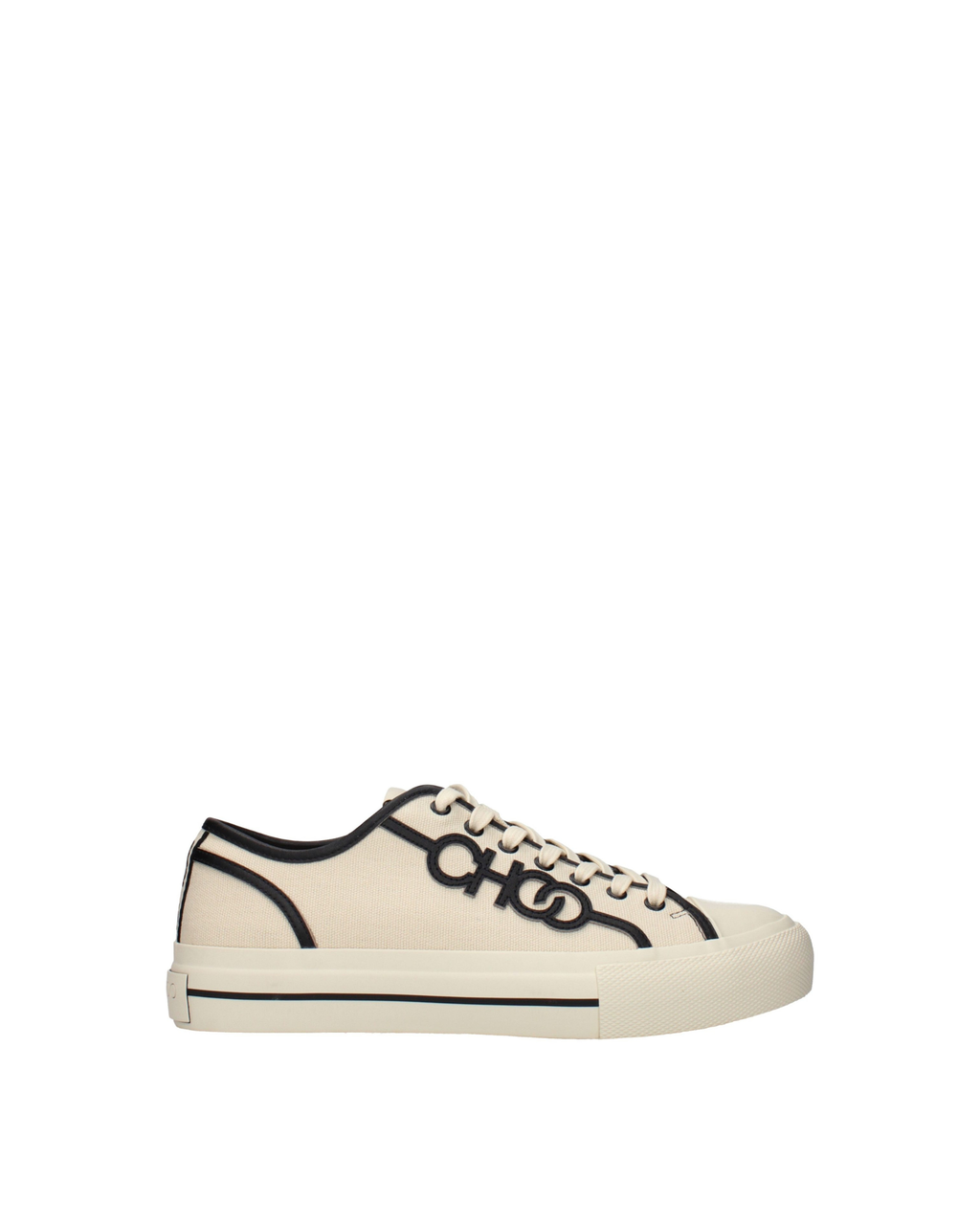 Jimmy Choo – Fenix Low Canvas Sneakers Ecru & Black