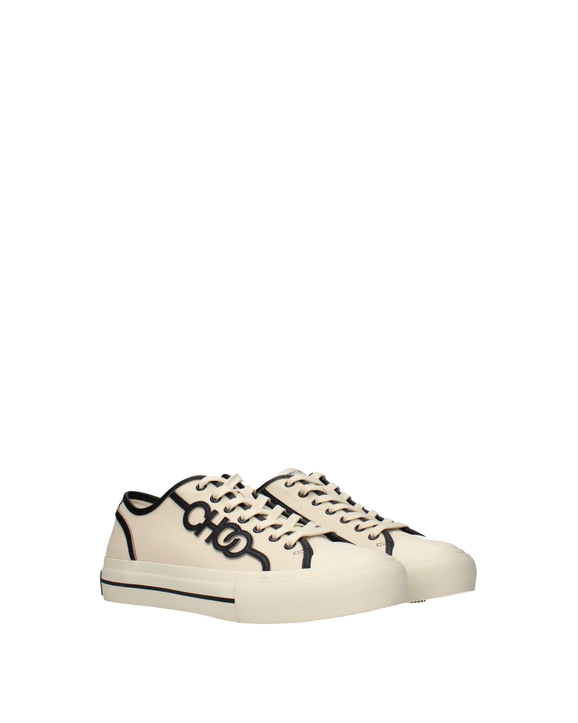 Jimmy Choo – Fenix Low Canvas Sneakers Ecru & Black