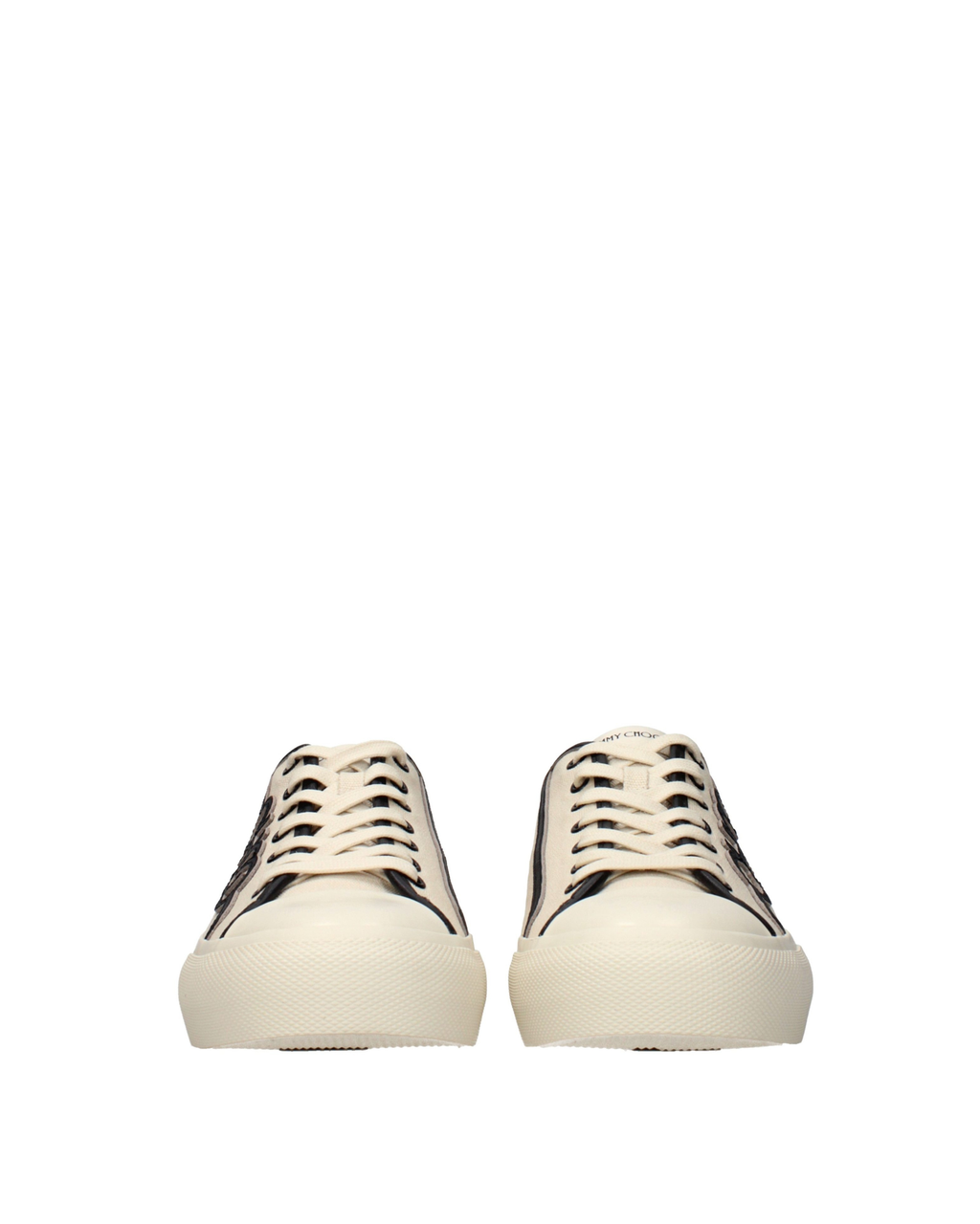 Jimmy Choo – Fenix Low Canvas Sneakers Ecru & Black