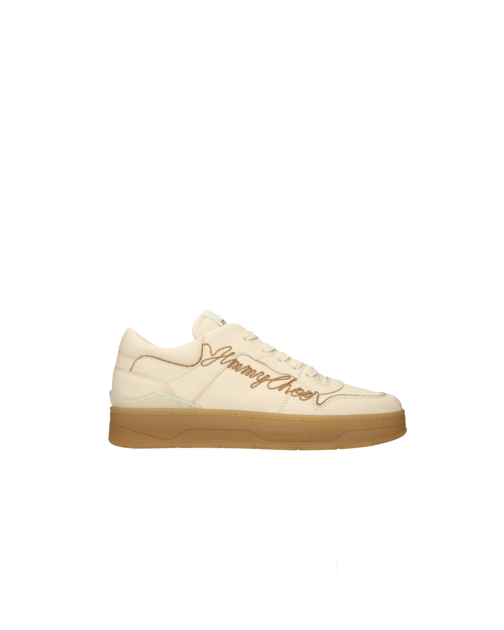 Jimmy Choo Florent Sneakers in Pelle Ecru con Logo Ricamato