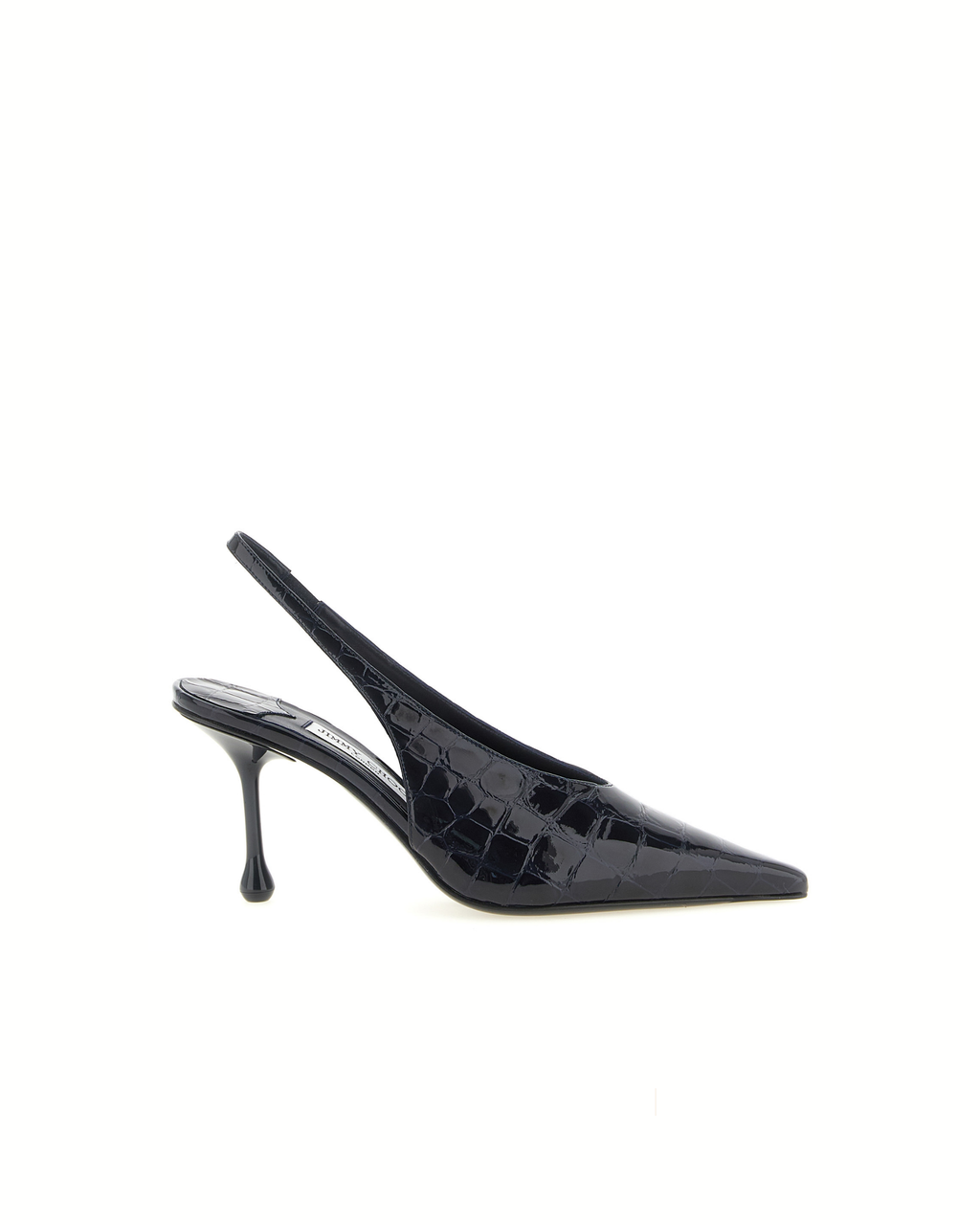 Jimmy Choo Isa Slingback in Pelle Verniciata Blu con Effetto Coccodrillo