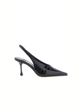 Jimmy Choo Isa Slingback in Pelle Verniciata Blu con Effetto Coccodrillo