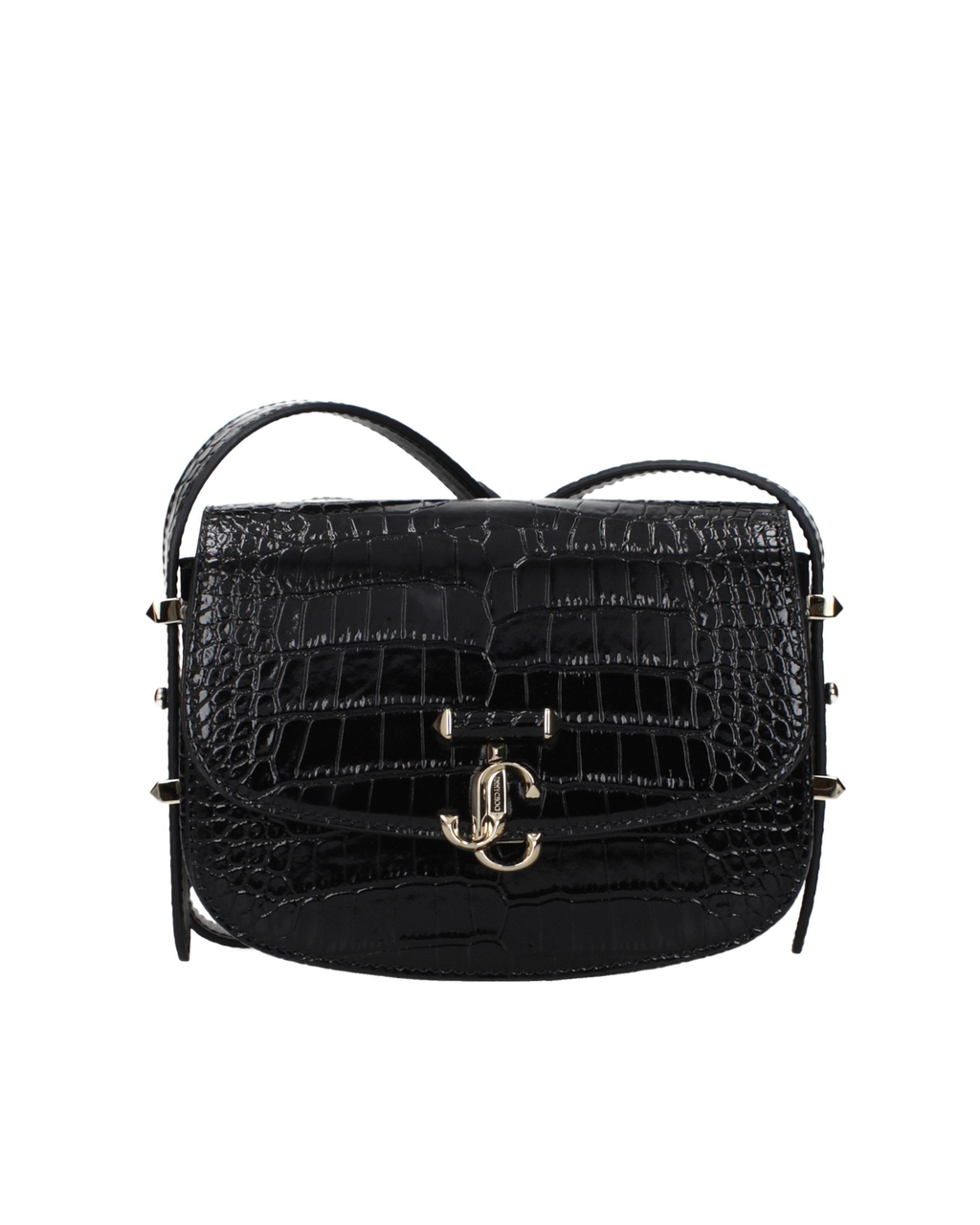 Jimmy Choo – JC Crossbody Bag Croc-Embossed Leather Black
