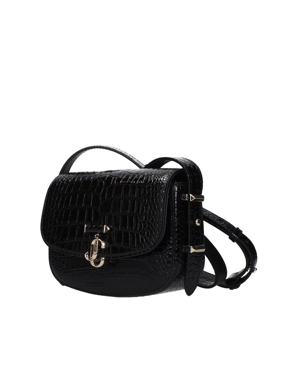 Jimmy Choo – JC Crossbody Bag Croc-Embossed Leather Black