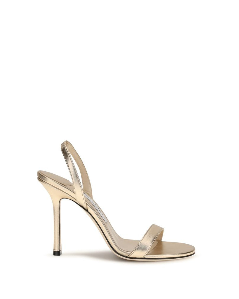 Jimmy Choo – Jenn Sandali in Pelle Laminata Oro