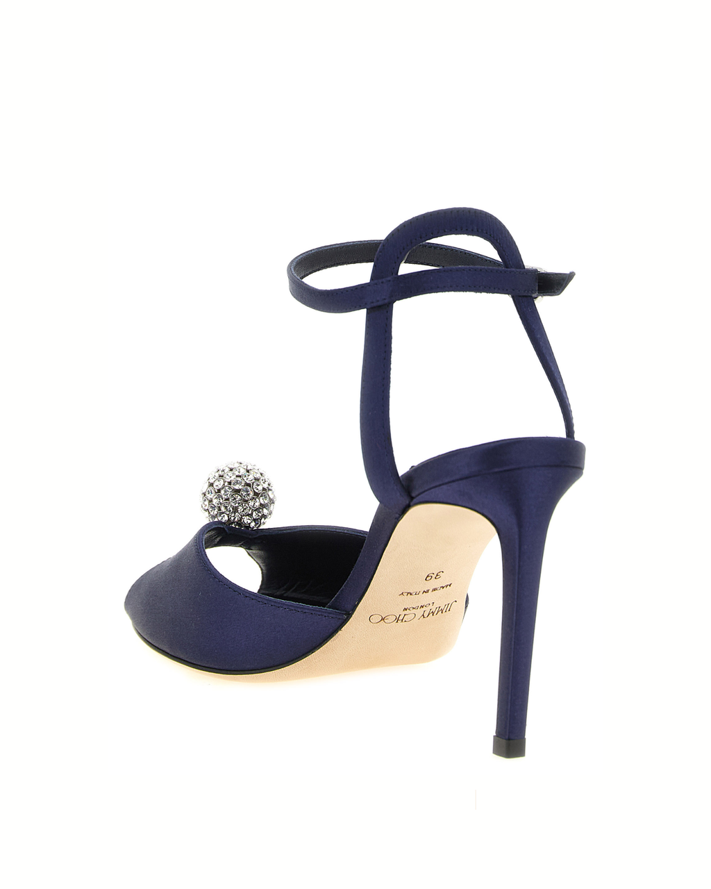 Jimmy Choo - Sacora Sandali in Raso Blu con Cristalli
