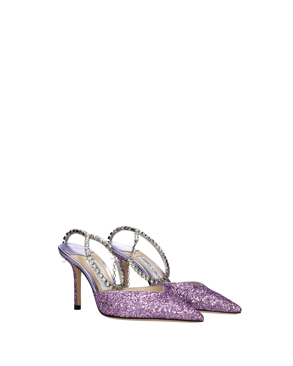 Jimmy Choo – Saeda 85 Crystal Glitter Pumps Pink Violet