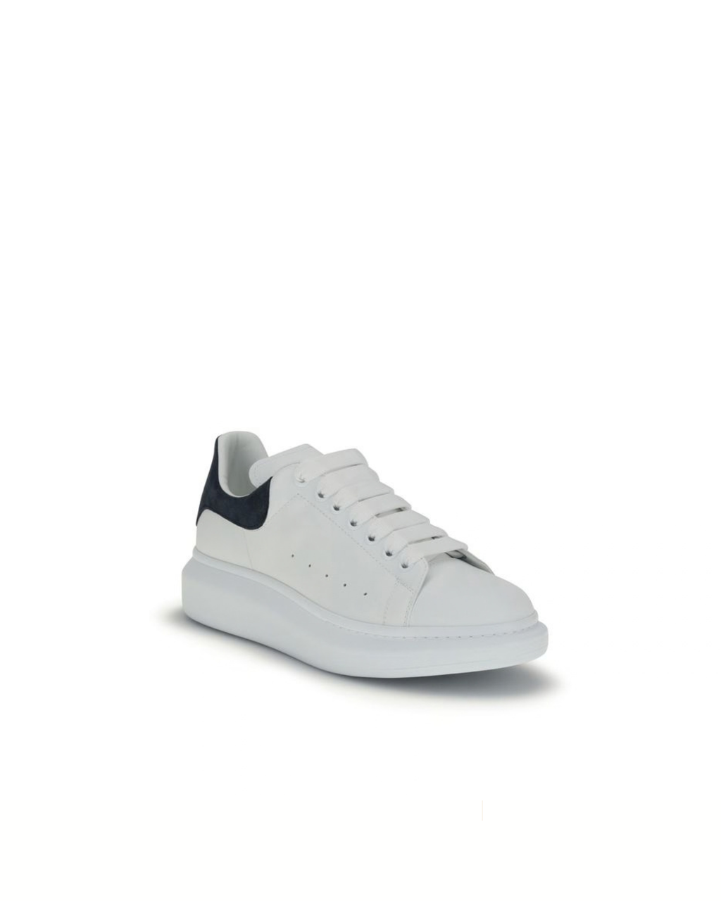 McQueen - Oversize Sneakers Bianche con Dettaglio Suede Blu-Grigio