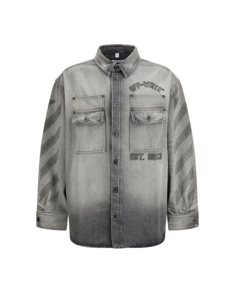 Off-White – Diag Military Overshirt Denim Grey
