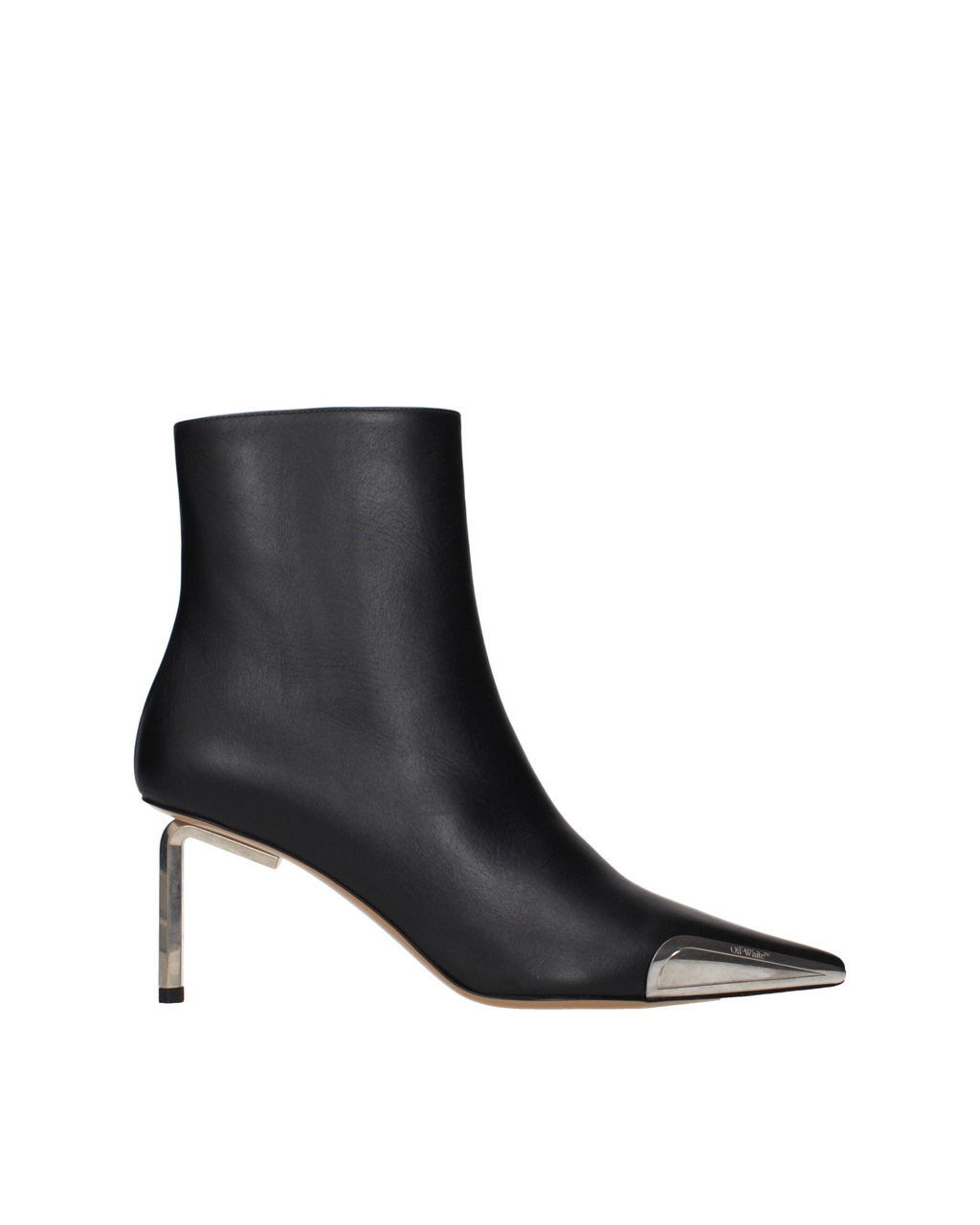 Off-White™ – Metal Tip Leather Ankle Boots Black